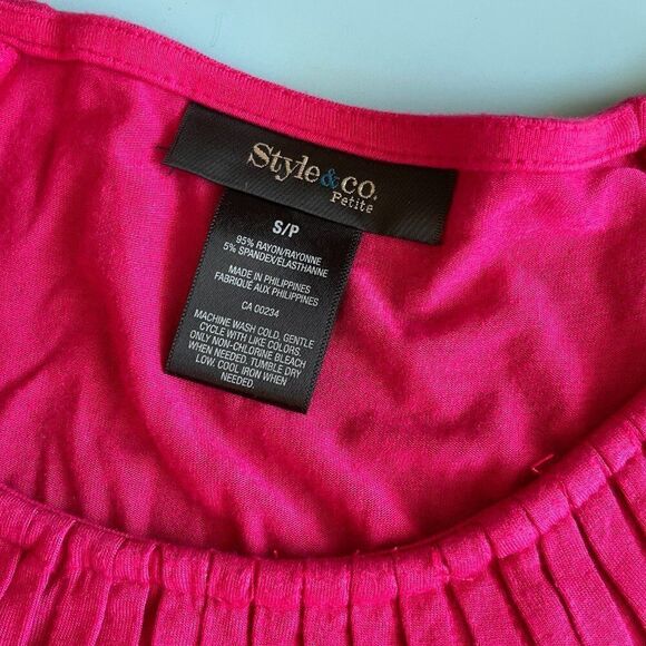 Style & Co. Pleated Flutter Sleeve Blouse Pink - S - Picture 6 of 11